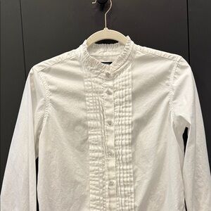 GAP White Ruffled Collar Button-Front Top
